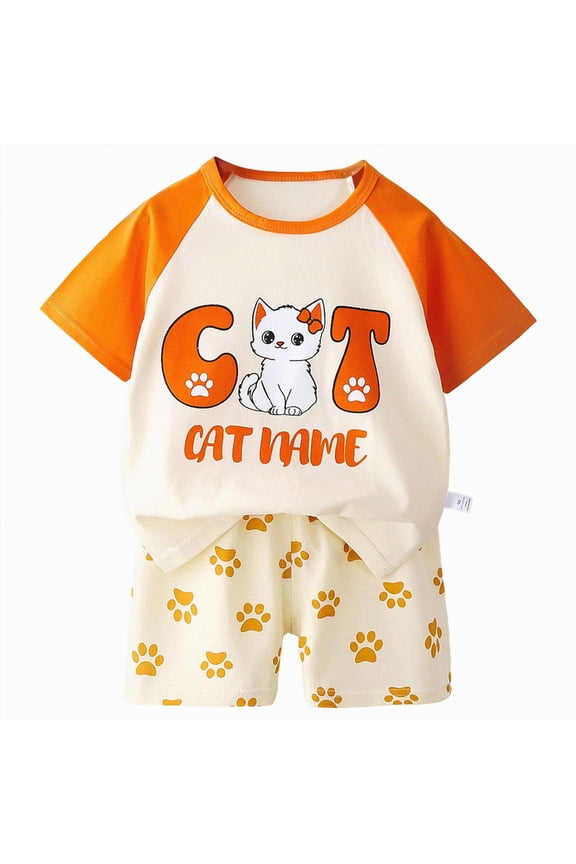 Baby-Boys Girls Shirt and Shorts Set, Top & Bottom Outfit Bundle, 100% Organic Cotton(Orange,18-24 Months)