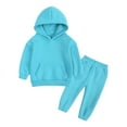 thumbnail image 1 of HCNTES Baby Boys Outfit Contrast Color Long Sleeve Sweatshirt with Elastic Waist Sweatpants Set Toddler Clothes(1-2 Years,S1593-Sky Blue), 1 of 7