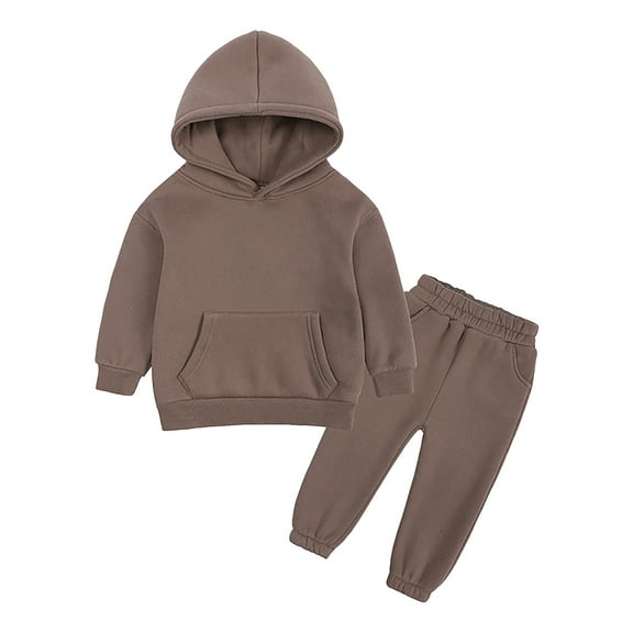 HCNTES Baby Boys Outfit Contrast Color Long Sleeve Sweatshirt with Elastic Waist Sweatpants Set Toddler Clothes(9-10 Years,S1588-Brown)