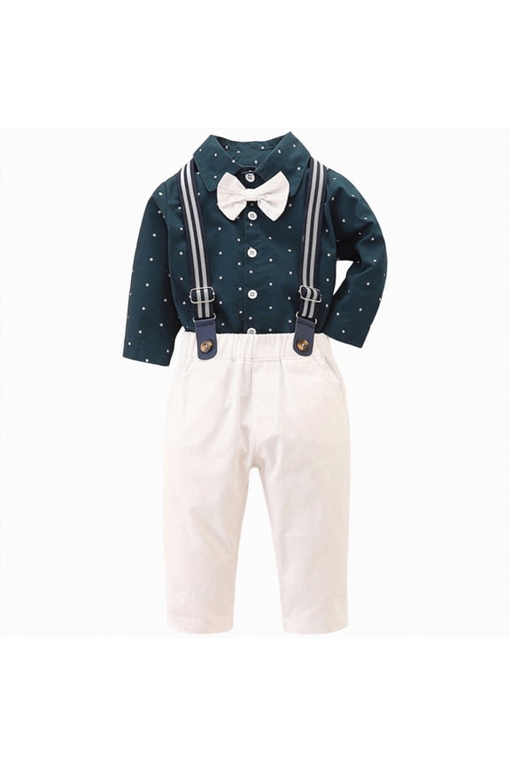 Baby Boys Summer Suits Short Sleeve Wedding Ring Bearer Outfits Graduation Dress Vest Shirt Bowtie Shorts Set(9-12 Months,l1-Dark Green)