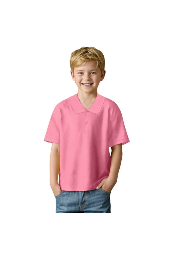Tshirts For Baby Boy Solid Color Short Sleeves Polo Shirt School Uniform Top Kids Summer Casual Tee Tops,13-14 Years Pink