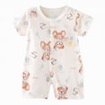 thumbnail image 1 of HCNTES Child Baby Boys Girls Unisex Short Sleeve Bodysuit One-Piece Jumpsuit Infant Kids Cute Pajamas Sleepwear Loungewear for Spring Summer(Z01-Brown,0-6 Months), 1 of 4