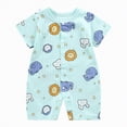 thumbnail image 1 of HCNTES Baby Children Unisex Short Sleeve Jumpsuit Romper Toddler Kids Soft Pajamas Sleepwear Loungewear for Spring Summer(L01-Mint Green,6-12 Months), 1 of 4