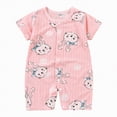 thumbnail image 1 of HCNTES Baby Children Unisex Short Sleeve Jumpsuit Romper Toddler Kids Soft Pajamas Sleepwear Loungewear for Spring Summer(L01-Pink,6-12 Months), 1 of 4