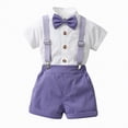 thumbnail image 1 of HCNTES Baby Girl Boy Toddler Kid Summer Outfits Sets Short Sleeve T-shirt Elastic Waist Shorts 2 Piece Short Set Summer Outfits For 2t 3t 4t 5t 6t 7t 8t Kids School Activities(H01-Purple,6-9 Months), 1 of 7