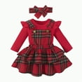 thumbnail image 1 of HCNTES Baby Girl Christmas Clothes Plaid Outfits Long Sleeve Romper Overall Skirt Dress Cute Outfit(12-18 Months,S139-Red), 1 of 9