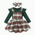 thumbnail image 1 of HCNTES Baby Girl Christmas Clothes Plaid Outfits Long Sleeve Romper Overall Skirt Dress Cute Outfit(Green&1,6-12 Months), 1 of 9