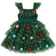 thumbnail image 1 of HCNTES Baby Girl Christmas Dress Santa Toddler Sleeveless Dresses Cake Party Outfit Christmas Clothes(Q3-Dark Green,12-18 Months), 1 of 7