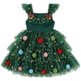thumbnail image 1 of HCNTES Baby Girl Christmas Dress Santa Toddler Sleeveless Dresses Cake Party Outfit Christmas Clothes(Q36-Dark Green,2-3 Years), 1 of 7