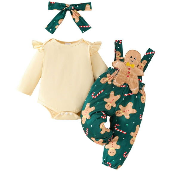 HCNTES Baby Girl Christmas Outfit Romper Pants Set Fall Winter Clothes First Christmas Outfits(S3-White,12-18 Months)