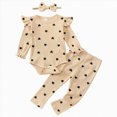 thumbnail image 1 of HCNTES Baby Girl Clothes Fall Winter Newborn Baby Girl Clothes Outfits Infant Ruffle Heart Print Romper Pants Bow Headband Cute Toddler Baby Girl Clothes Set, 1 of 4