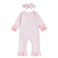 thumbnail image 1 of HCNTES Baby Girl Clothes Fall Winter Outfits Long Sleeve Romper Ruffled Jumpsuit Cute Outfit(G167-Pink,3-6 Months), 1 of 4