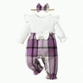 thumbnail image 1 of HCNTES Baby Girl Clothes Fall Winter Plaid Long Sleeve Jumpsuit Romper Bodysuit Baby Overalls Outfits(3-6 Months,Z64-Purple), 1 of 5