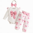 thumbnail image 1 of HCNTES Baby Girl Clothes Girl Fall Winter Outfits Pants Set Preemie Clothing Headband(12-1 Months,Pink&g1), 1 of 9