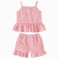 thumbnail image 1 of HCNTES Baby Girl Clothes Toddler Baby 6M 12M 18M 2T 3T Girl Outfits Floral Summer Clothes Ruffle Sleeve Shirt Tops Shorts Set, 1 of 5