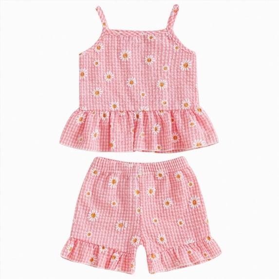 HCNTES Baby Girl Clothes Toddler Baby 6M 12M 18M 2T 3T Girl Outfits Floral Summer Clothes Ruffle Sleeve Shirt Tops Shorts Set