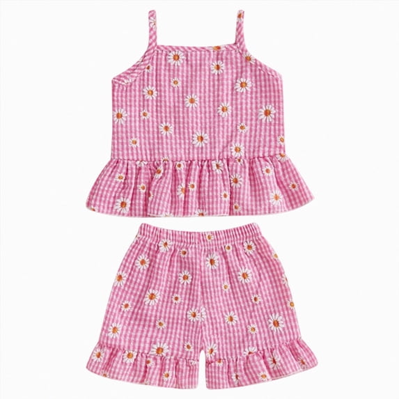 HCNTES Baby Girl Clothes Toddler Baby 6M 12M 18M 2T 3T Girl Outfits Floral Summer Clothes Ruffle Sleeve Shirt Tops Shorts Set