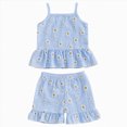 thumbnail image 1 of HCNTES Baby Girl Clothes Toddler Baby 6M 12M 18M 2T 3T Girl Outfits Floral Summer Clothes Ruffle Sleeve Shirt Tops Shorts Set, 1 of 5