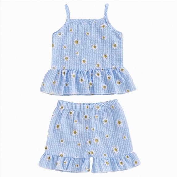 HCNTES Baby Girl Clothes Toddler Baby 6M 12M 18M 2T 3T Girl Outfits Floral Summer Clothes Ruffle Sleeve Shirt Tops Shorts Set