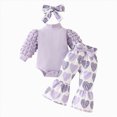 thumbnail image 1 of HCNTES Baby Girl Clothes Winter 3 6 9 12 18 Months Baby Girl Clothes Long Sleeve Romper Set Floral Flare Pants Set With Headband Baby Clothes Girl, 1 of 3