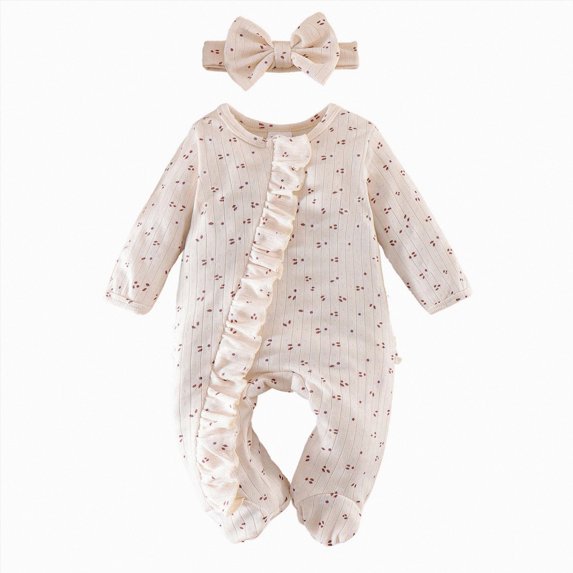 HCNTES Baby Girl Clothes Winter Baby Girls Floral Bodysuit Winter Romper Girls Preemie Long Sleeve Sleepers Pajamas 0 3 6 Months