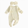 thumbnail image 1 of HCNTES Baby Girl Clothes Winter Baby Girls Solid Bodysuit Winter Romper Girls Preemie Long Sleeve Sleepers Pajamas 0 3 6 Months, 1 of 4