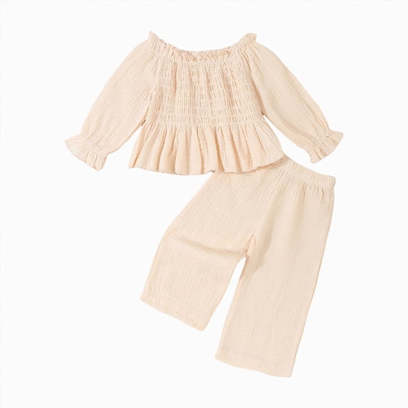 HCNTES Baby Girl Clothes Winter Baby Toddler Girls Clothes Solid Color Long Sleeve Camisole Pants Set Winter Outfits