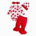 thumbnail image 1 of HCNTES Baby Girl Clothes Winter Cute Strawberry Print Top Pants Hairband Hat 4-Piece Baby Girl Outfit Set 0 3 6 12 18 Months, 1 of 8