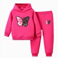 thumbnail image 1 of HCNTES Baby Girl Clothes Winter Girls Sets 2 Pieces, Butterfly Printed Pullover Long Sleeve Hoodies Sweatpants Set, 1 of 4