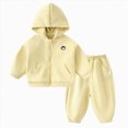 thumbnail image 1 of HCNTES Baby Girl Clothes Winter Toddler Girls Fall Outfit Sets, Baby Girl 12 18 24 Months 2T 3T 4T 5T 6T 7T 2PCS Long Sleeve Small Cartoon Embroidery Solid Color Hooded Pullover Sweatpants Set, 1 of 7