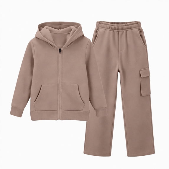 HCNTES Baby Girl Clothes Winter Toddler Girls Fall Outfit Sets, Baby Girl 5T 6T 7T 8T 9T 10T 2PCS Sports Suit Long Sleeve Solid Hooded Sweatshirts And Wide Leg Joggers Tracksuit