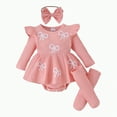 thumbnail image 1 of HCNTES Baby Girl Fall Winter Outfits Long Sleeve Plaid Skirt Romper Dress Headband Socks Set Fashion Clothes(Pink&2,6-12 Months), 1 of 9