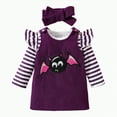 thumbnail image 1 of HCNTES Baby Girl Halloween Outfit My First Halloween Ruffle Romper Pumpkin Suspender Overalls Dress Skirt Sets(3-6 Months,S12-Purple), 1 of 9
