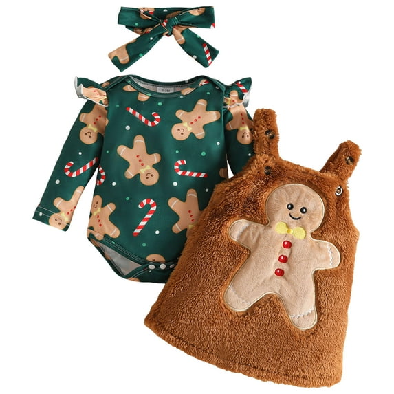 HCNTES Baby Girl Halloween Outfit Pumpkin Ruffled Long Sleeve Romper Overall Dress Set Cute Fall Winter Clothes(S4-Green,3-6 Months)