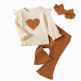thumbnail image 1 of HCNTES Baby Girl Winter Clothes Girls Outfits Toddler Long Sleeve Heart Prints Ribbed T Shirt Pullover Tops Flare-Leg Pants Clothing Set Softness Festival Set, 1 of 8