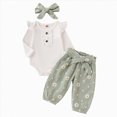 thumbnail image 1 of HCNTES Baby Girl Winter Clothes Newborn Baby Girl Clothes Ruffle Long Sleeve Solid Romper Tops Pants Headband Infant Cute Little Daisy Print Fall Outfits, 1 of 8