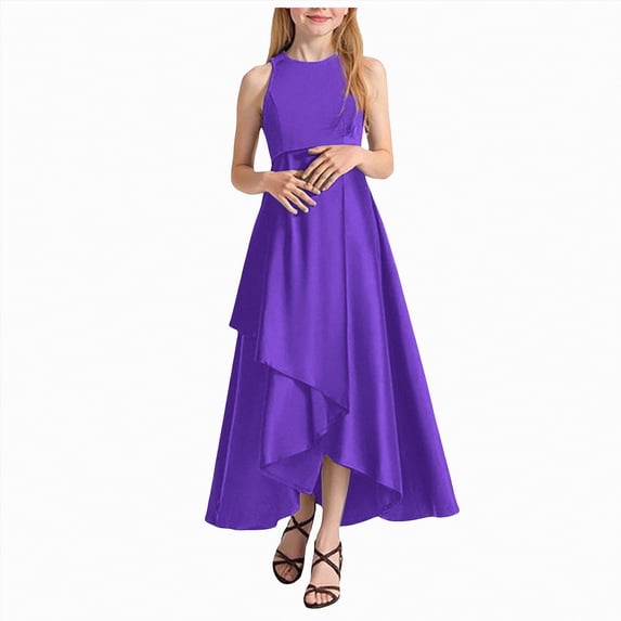 HCNTES Baby Girls Children Toddler Summer Princess Dress Floral Print Casual Dress for Little Big Kids Teen 6-12M 2T 3T 4T(3-4 Years,D01-Purple)