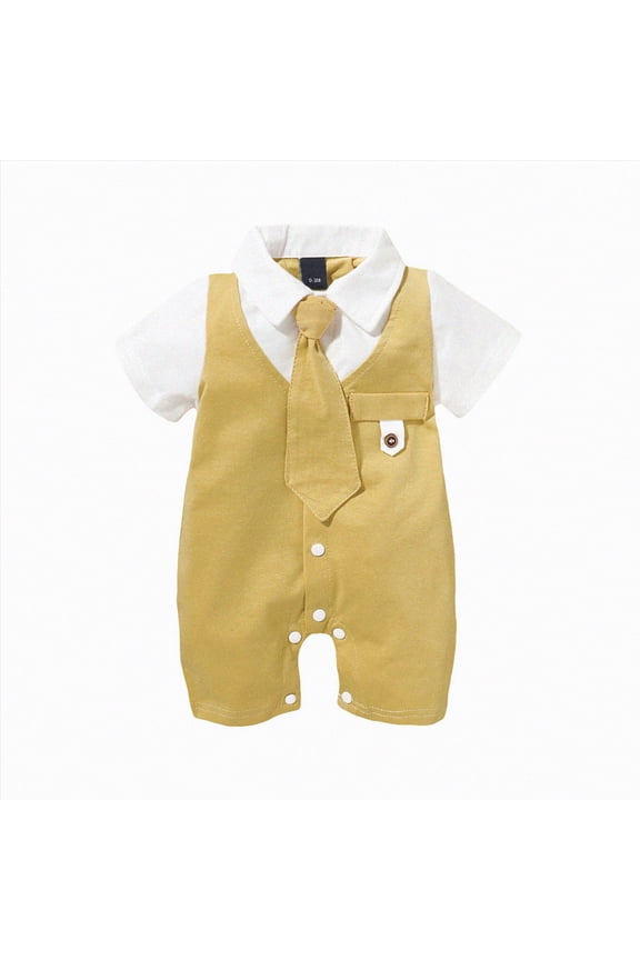 Baby Girls Romper Clothes Gentleman Tie Jumpsuit Solid Boys Boys &Jumpsuit Outfit