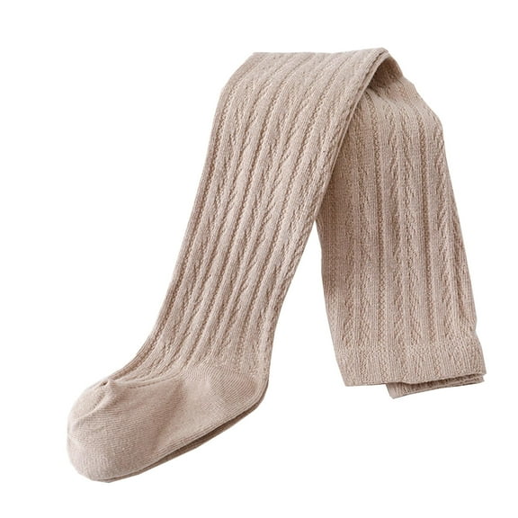 HCNTES Baby Girls Tights Cable Knit Leggings Stockings Pantyhose Infants Toddlers（Khaki,6-7 Years)