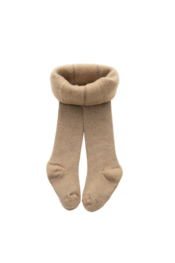 Baby Girls Tights Thick Leggings Soft | Warm Cotton Stockings Pantyhose Toddlerï¼Khaki,4-6 Years)