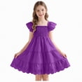 thumbnail image 1 of HCNTES Baby Girls Toddler Kids Summer Dress Ruffle Trim Casual Beach Dress for Little Children Big Kids 6-12M 2T 3T 4T 5T 6T 7T 8T 9T 10T 11T 12T(6-7 Years,D01-Purple), 1 of 7