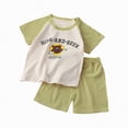 thumbnail image 1 of HCNTES Baby Girls Toddler Summer Outfit Short Sleeve T-shirt Elastic Waist Shorts 2 Piece Short Set Summer Spring Pjs For 2t 3t 4t 5t 6t 7t Kid Outfit Sets boys(M01-Light Green,5-6 Years), 1 of 4