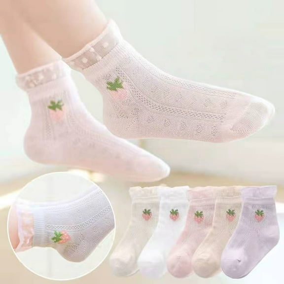 HCNTES Baby Girls Vintage Ankel Lace Socks Toddler Ruffles Casual Dress Socks(0-2 Years,Pink)