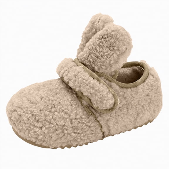 HCNTES Baby Kids Toddler Slippers Girls Boys Cute Design House Shoes Non Slip Warm Soft Fall Winter Fuzzy Indoor Slipper(A01-Beige,7)