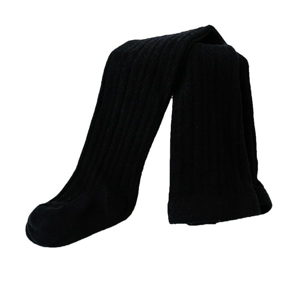 HCNTES Baby Tights Cable Knit Leggings Cotton Pantyhose Seamless Stockings Tights for Toddler and Kidsï¼Black,7-8 Years)