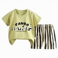 thumbnail image 1 of HCNTES Baby Toddler Boy Girl Outfits Clothes Summer Kids Pattern Short Sleeve Shirt & Shorts Set(Light Green,12-18 Months), 1 of 3