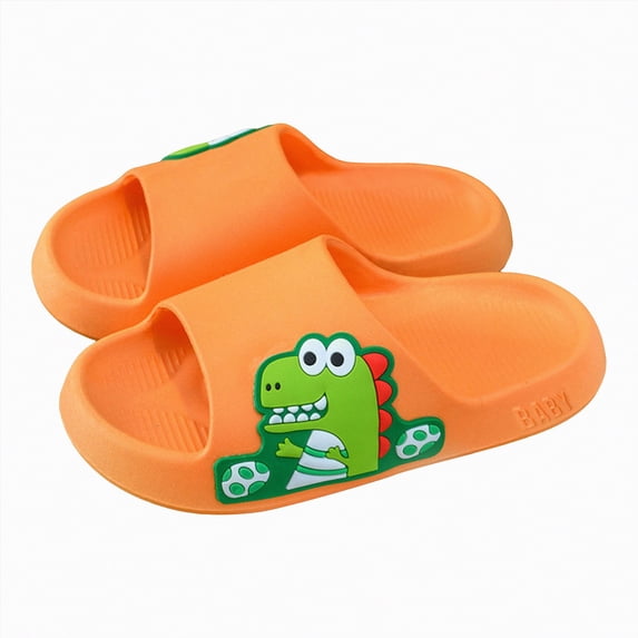 HCNTES Baby Toddler Soft Sole Slippers Non-Slip Slides Spring Summer Water Shoes for Kids Beach Pool Bath Indoor Comfort(Z01-Orange,1)
