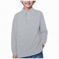 thumbnail image 1 of HCNTES Big Boy's Polo Shirts Long Sleeved Solid Color Basic Polos Breathable Basic Undershirt(Grey,3-4 Years), 1 of 5