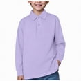 thumbnail image 1 of HCNTES Big Boy's Polo Shirts Long Sleeved Solid Color Basic Polos Breathable Basic Undershirt(Purple,12-13 Years), 1 of 5