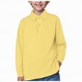 thumbnail image 1 of HCNTES Big Boy's Polo Shirts Long Sleeved Solid Color Basic Polos Breathable Basic Undershirt(Yellow,3-4 Years), 1 of 4
